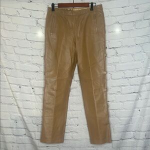 Together Tan Leather Straight-Leg Pants Size 12 Excellent Condition